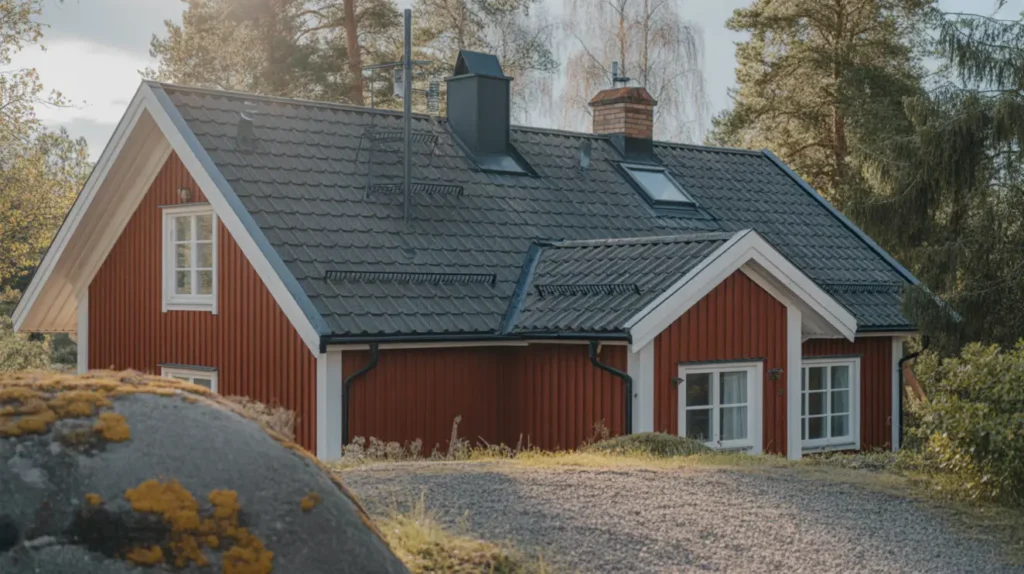 takoml ggning med betongpannor p villa i grimsta v llingby